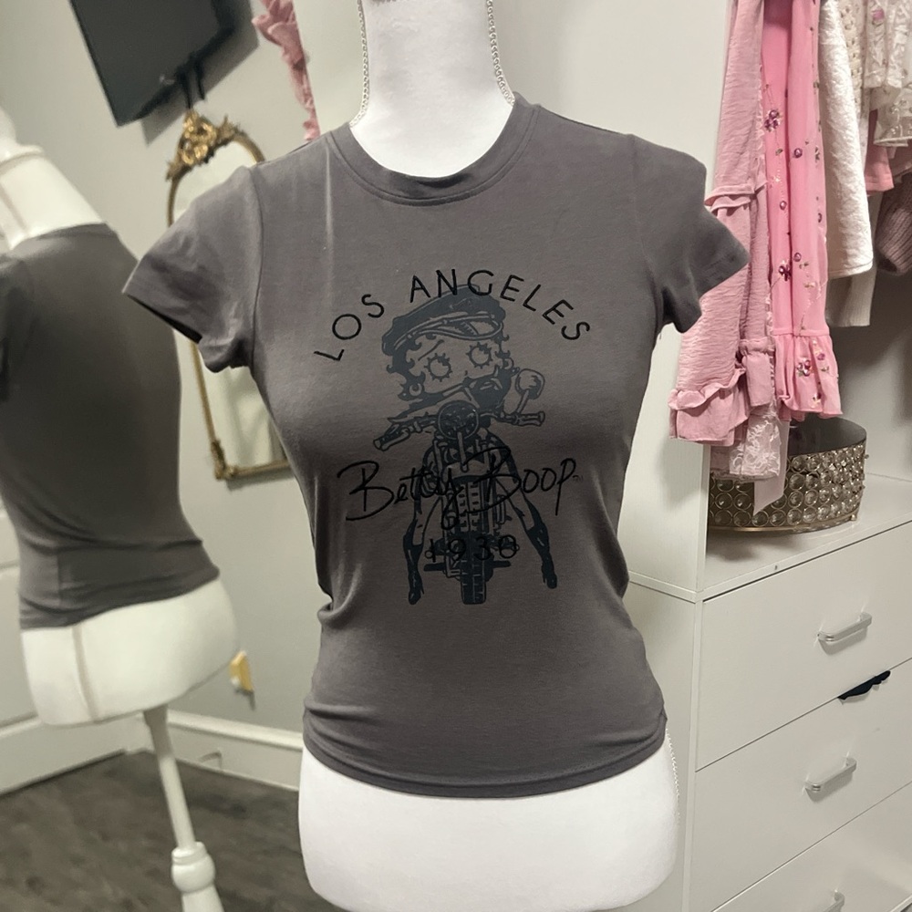 Betty Boop Gray Fitted Short Sleeve Tee